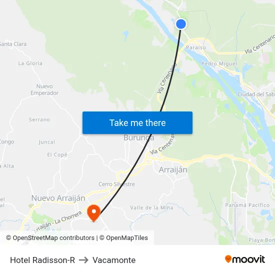 Hotel Radisson-R to Vacamonte map