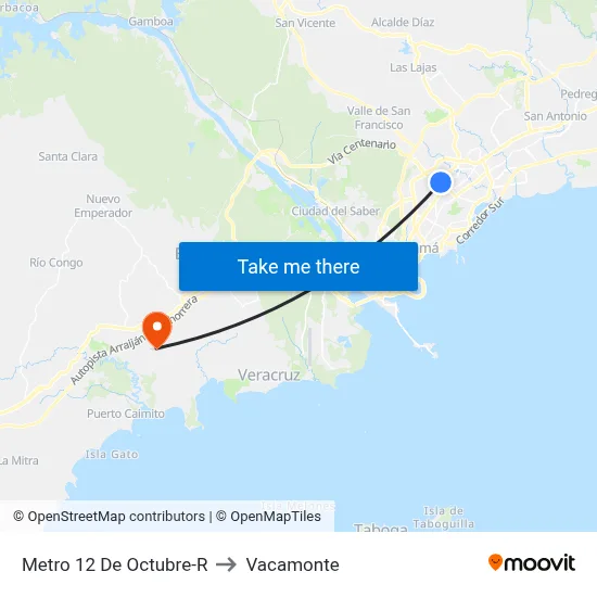 Metro 12 De Octubre-R to Vacamonte map