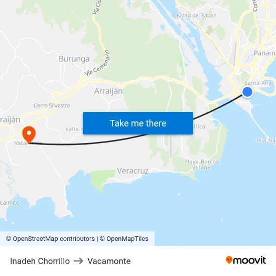 Inadeh Chorrillo to Vacamonte map