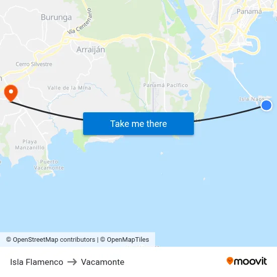 Isla Flamenco to Vacamonte map