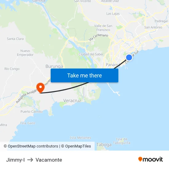 Jimmy-I to Vacamonte map