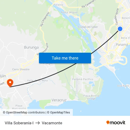Villa Soberanía-I to Vacamonte map