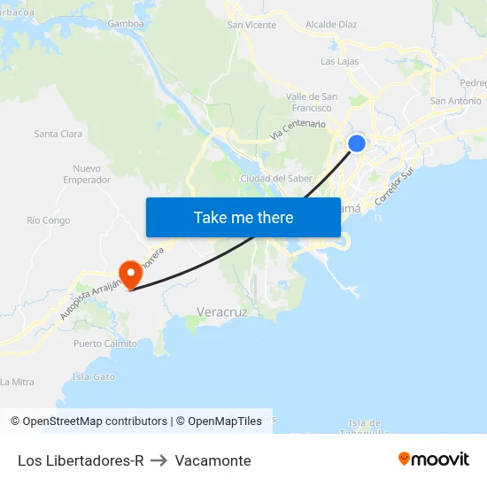 Los Libertadores-R to Vacamonte map