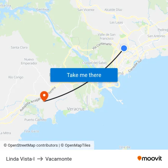 Linda Vista-I to Vacamonte map