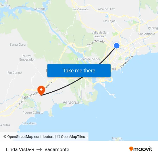 Linda Vista-R to Vacamonte map