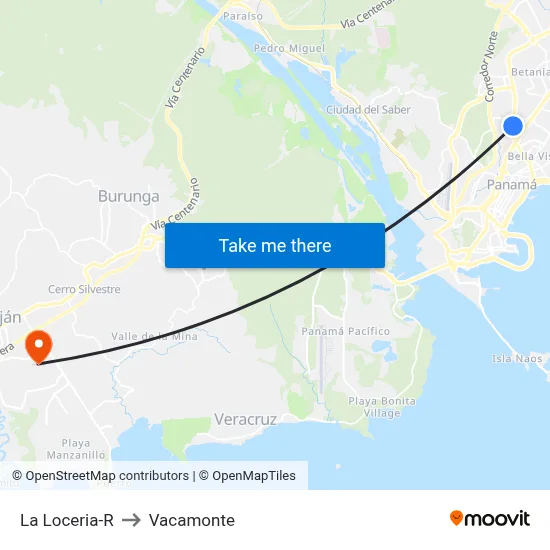 La Loceria-R to Vacamonte map