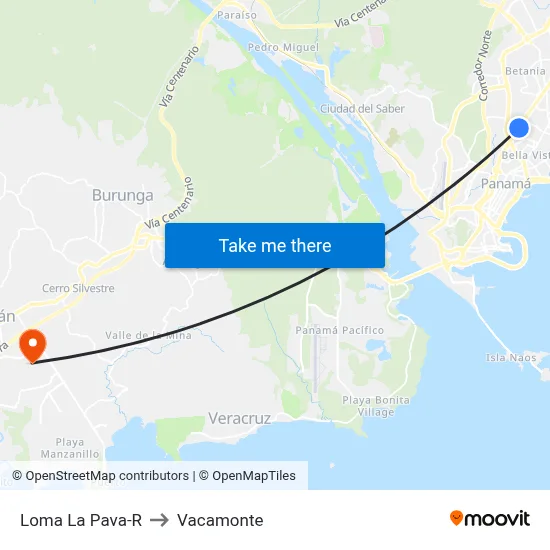 Loma La Pava-R to Vacamonte map