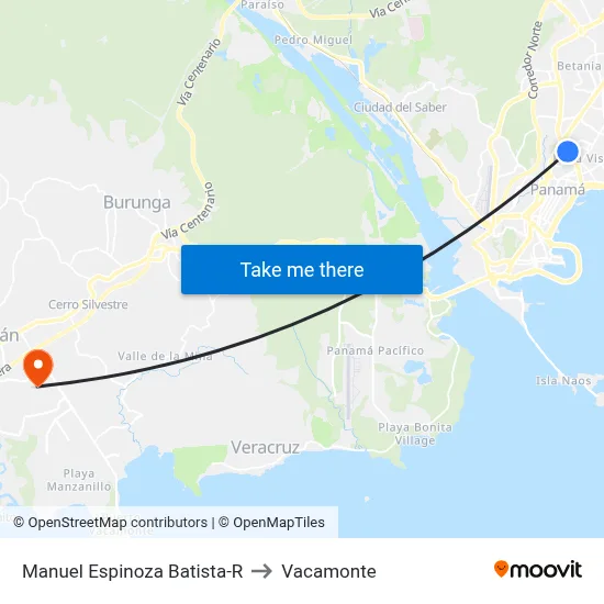 Manuel Espinoza Batista-R to Vacamonte map