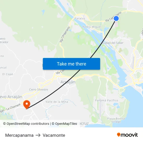 Mercapanama to Vacamonte map