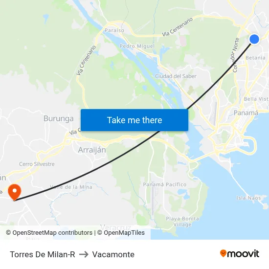 Torres De Milan-R to Vacamonte map