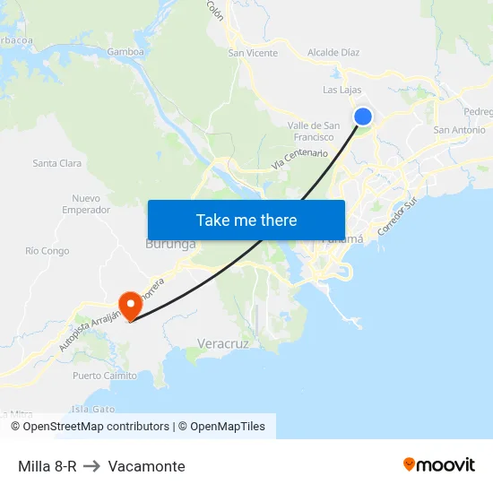 Milla 8-R to Vacamonte map