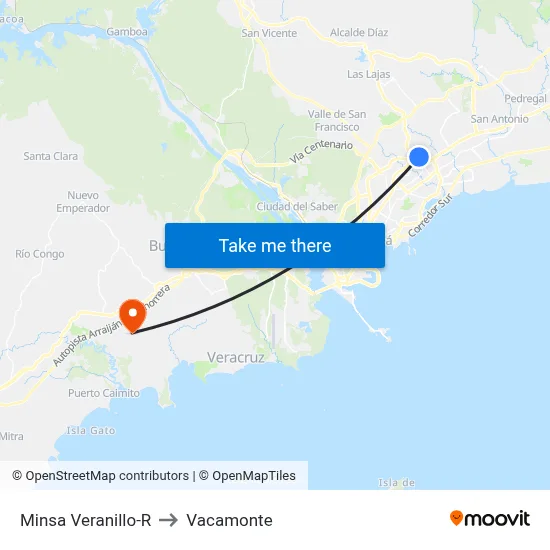Minsa Veranillo-R to Vacamonte map