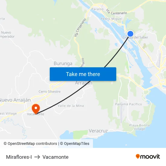 Miraflores-I to Vacamonte map