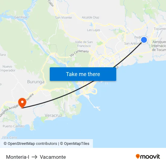 Monteria-I to Vacamonte map