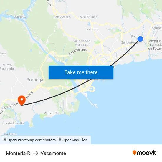 Monteria-R to Vacamonte map