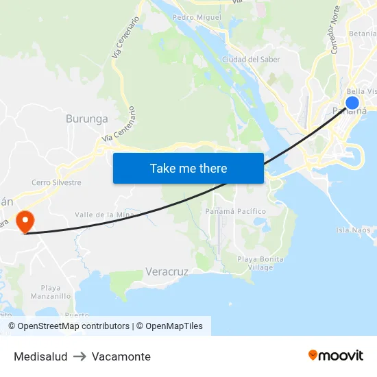 Medisalud to Vacamonte map