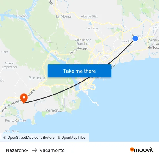 Nazareno-I to Vacamonte map
