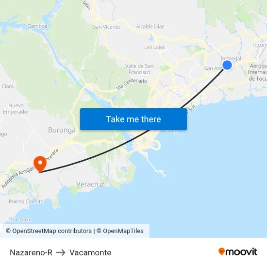 Nazareno-R to Vacamonte map