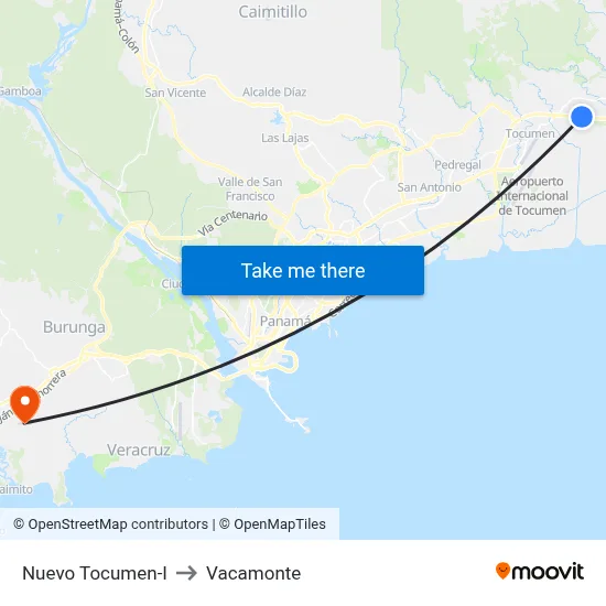 Nuevo Tocumen-I to Vacamonte map