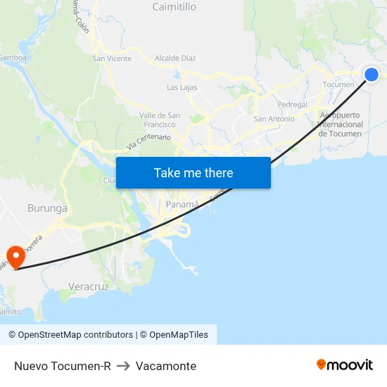 Nuevo Tocumen-R to Vacamonte map