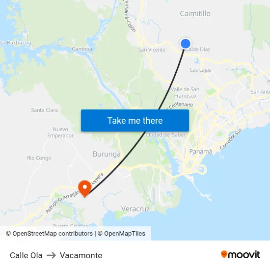 Calle Ola to Vacamonte map