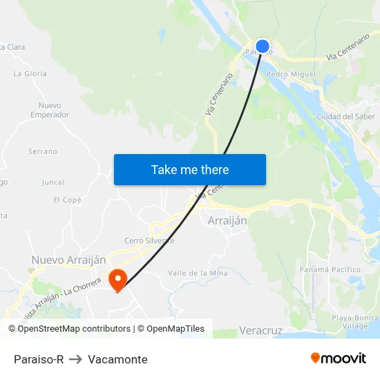 Paraiso-R to Vacamonte map