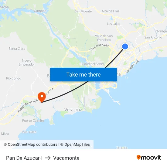Pan De Azucar-I to Vacamonte map
