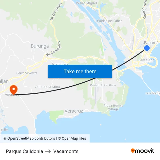 Parque Calidonia to Vacamonte map