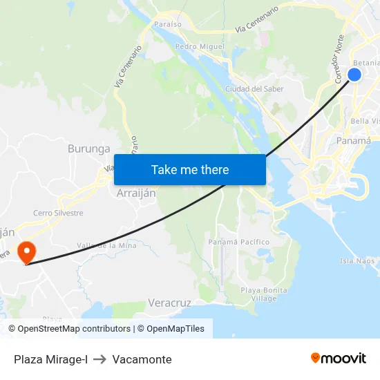 Plaza Mirage-I to Vacamonte map