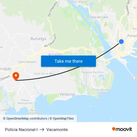 Policia Nacional-I to Vacamonte map