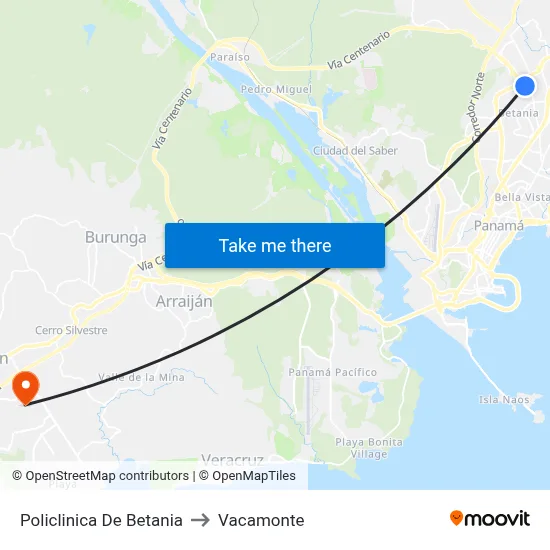 Policlinica De Betania to Vacamonte map