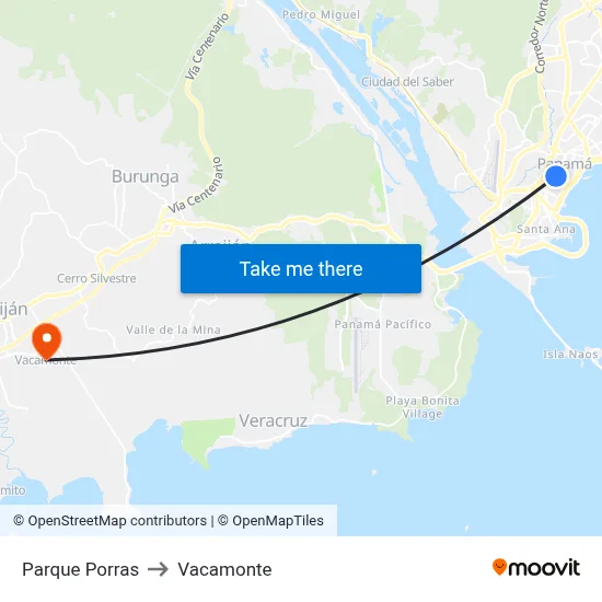 Parque Porras to Vacamonte map