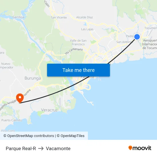 Parque Real-R to Vacamonte map