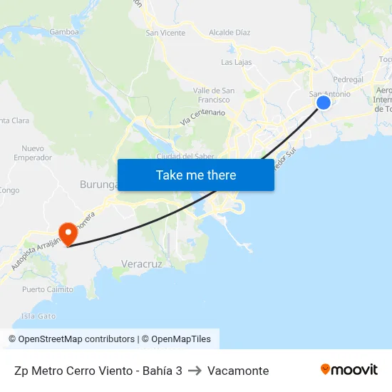 Zp Metro Cerro Viento - Bahía 3 to Vacamonte map