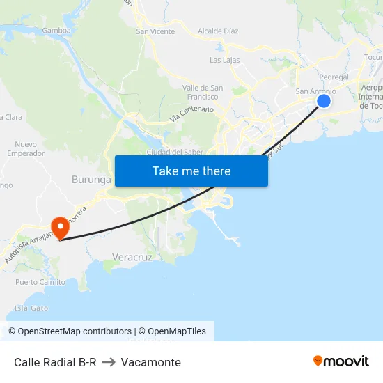 Calle Radial B-R to Vacamonte map