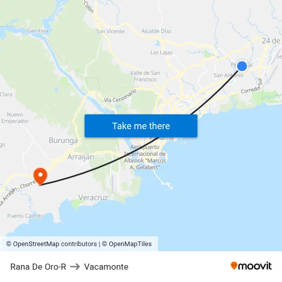 Rana De Oro-R to Vacamonte map