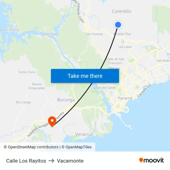 Calle Los Rayitos to Vacamonte map
