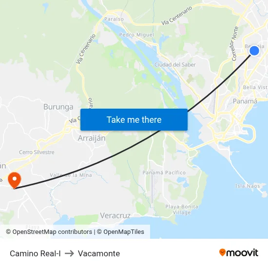 Camino Real-I to Vacamonte map