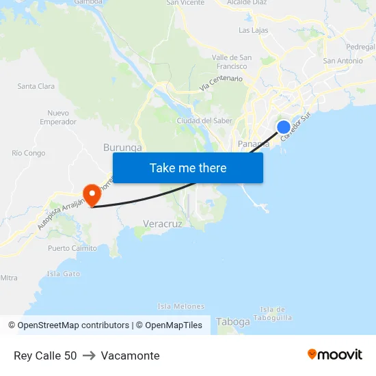 Rey Calle 50 to Vacamonte map