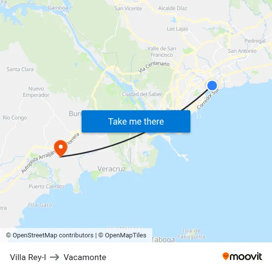 Villa Rey-I to Vacamonte map