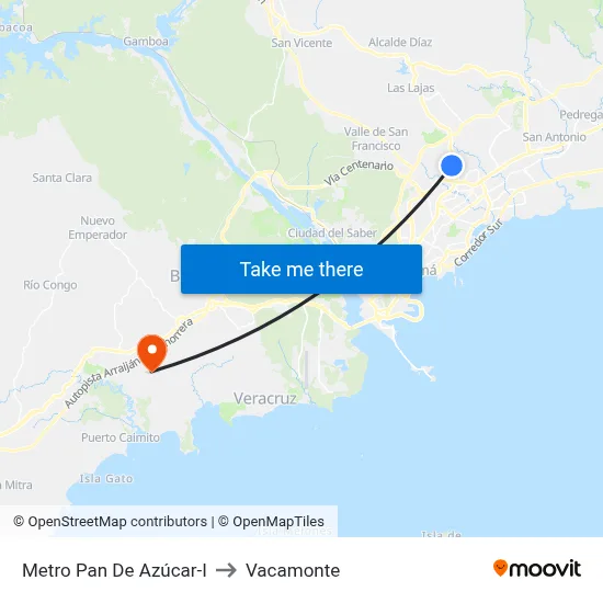 Metro Pan De Azúcar-I to Vacamonte map