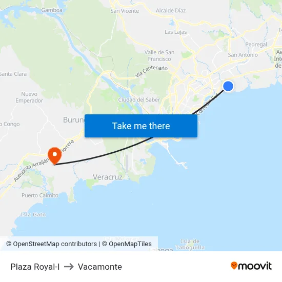 Plaza Royal-I to Vacamonte map
