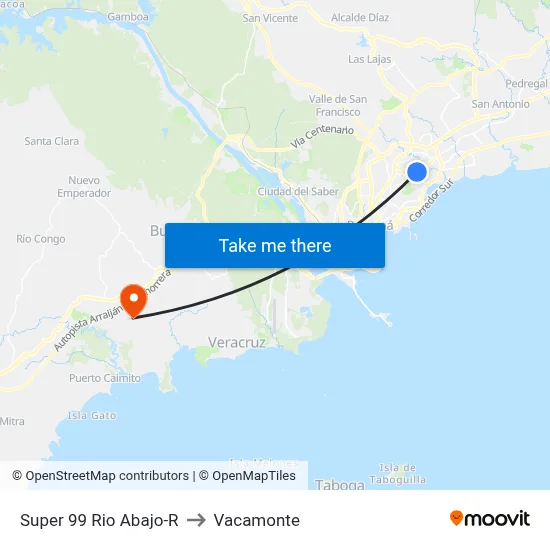 Super 99 Rio Abajo-R to Vacamonte map
