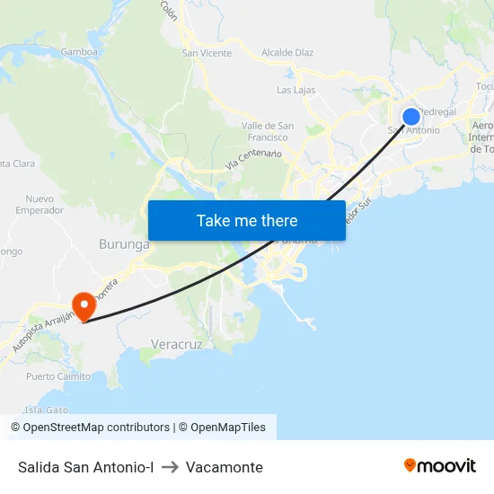 Salida San Antonio-I to Vacamonte map
