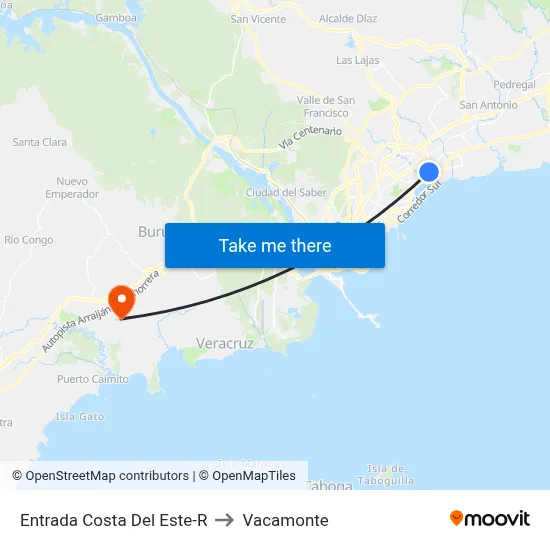 Entrada Costa Del Este-R to Vacamonte map