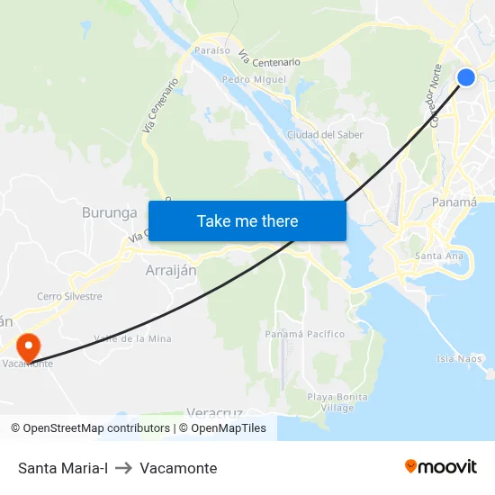 Santa Maria-I to Vacamonte map
