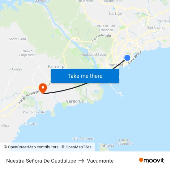 Nuestra Señora De Guadalupe to Vacamonte map
