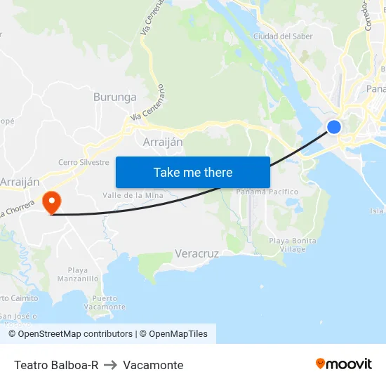 Teatro Balboa-R to Vacamonte map