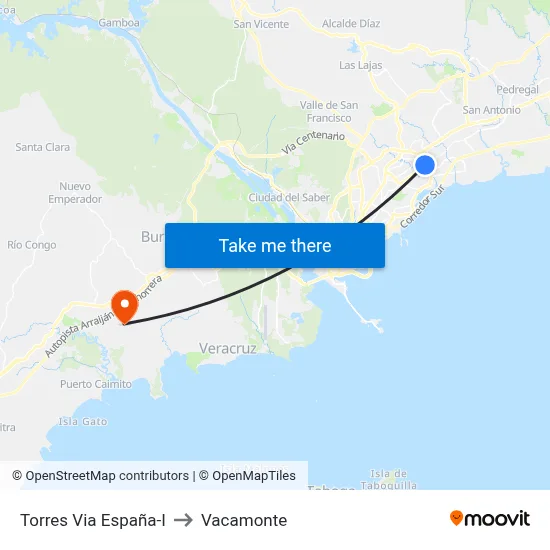Torres Via España-I to Vacamonte map