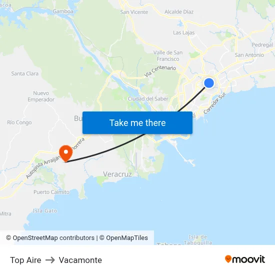 Top Aire to Vacamonte map